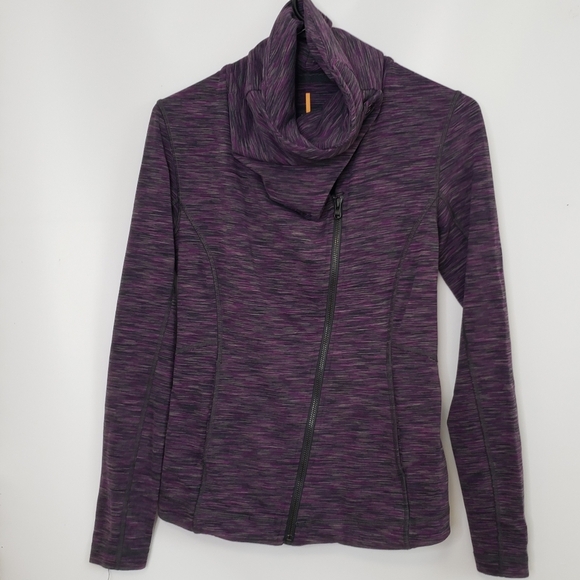 Lucy Purple Zip-Up Jacket Athleisure Jogging Asymmetric Zipper Cowl Neck Sz XS - Picture 5 of 12